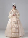 Champagne Satin Long Sleeve Rococo Vintage Dress