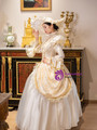 Champagne Satin Long Sleeve Rococo Vintage Dress