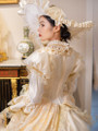 Champagne Satin Long Sleeve Rococo Vintage Dress