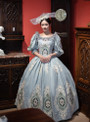 Blue Puff Sleeve Print Rococo Vintage Dress