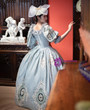 Blue Puff Sleeve Print Rococo Vintage Dress