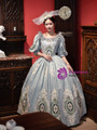 Blue Puff Sleeve Print Rococo Vintage Dress