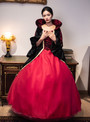 Burgundy Black Satin Long Sleeve Vintage Dress