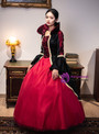 Burgundy Black Satin Long Sleeve Vintage Dress
