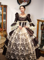 Coffee Satin Long Sleeve Rococo Vintage Dress