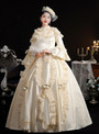 Champagne Satin Long Sleeve Vintage Dress
