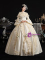 Champagne Satin Long Sleeve Vintage Dress