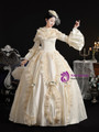 Champagne Satin Long Sleeve Vintage Dress