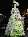 Green Long Sleeve Print Lace Vintage Rococo Dress