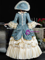Champagne Blue Lace Long Sleeve Vintage Dress