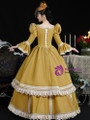 Yellow Long Sleeve Rococo Vintage Dress