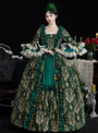 Green Ball Gown Long Sleeve Lace Vintage Dress