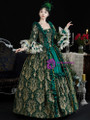 Green Ball Gown Long Sleeve Lace Vintage Dress