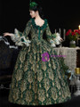 Green Ball Gown Long Sleeve Lace Vintage Dress