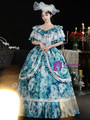 Blue Palace Print Lace Vintage Victorian Dress