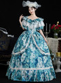 Blue Palace Print Lace Vintage Victorian Dress
