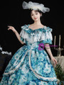 Blue Palace Print Lace Vintage Victorian Dress