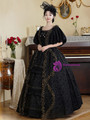 Black Ball Gown Puff Sleeve Vintage Victorian Dress