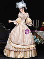 Champagne Satin Long Sleeve Bow Rococo Vintage Dress