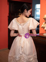 Champagne Puff Sleeve Bow Victorian Dress
