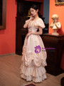 Champagne Puff Sleeve Bow Victorian Dress
