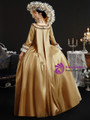 Gold Satin Long Sleeve Lace Vintage Dress