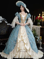 Champagne Blue Lace Short Sleeve Vintage Dress