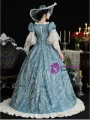 Champagne Blue Lace Short Sleeve Vintage Dress