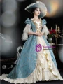 Champagne Blue Lace Short Sleeve Vintage Dress