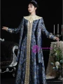 Blue Print Long Sleeve Palace Vintage Dress