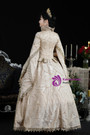 Champagne High Neck Long Sleeve Vintage Dress