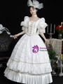 White Puff Sleeve Baroque Vintage Gown Dress