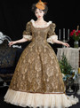 Brown Short Sleeve Rococo Baroque Vintage Dress