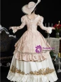 Gray V-neck Puff Sleeve Vintage Dress