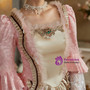 Pink Square Neck Long Sleeve Vintage Dress