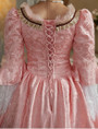 Pink Square Neck Long Sleeve Vintage Dress