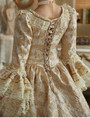 Pink Ball Gown Square Neck Long Sleeve Vintage Dress