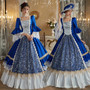 Royal Blue Satin Long Sleeve Rococo Dress