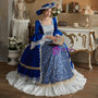 Royal Blue Satin Long Sleeve Rococo Dress