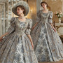 Gray Print Puff Sleeve Retro Vintage Dress