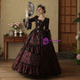 Burgundy Long Sleeve Lace Palace Vintage Dress