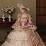 Pink Ball Gown Long Sleeve Oil Painting Vintage Dress