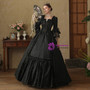 Black Lace Short Sleeve Bow Baroque Vintage Dress
