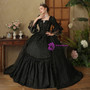 Black Lace Short Sleeve Bow Baroque Vintage Dress