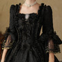 Black Lace Short Sleeve Bow Baroque Vintage Dress