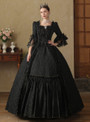 Black Lace Short Sleeve Bow Baroque Vintage Dress