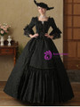 Black Lace Short Sleeve Bow Baroque Vintage Dress