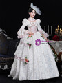 White Print Long Sleeve Flower Vintage Dress