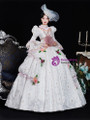 White Print Long Sleeve Flower Vintage Dress