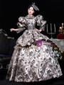 Brown High Neck Print Long Sleeve Rococo Dress